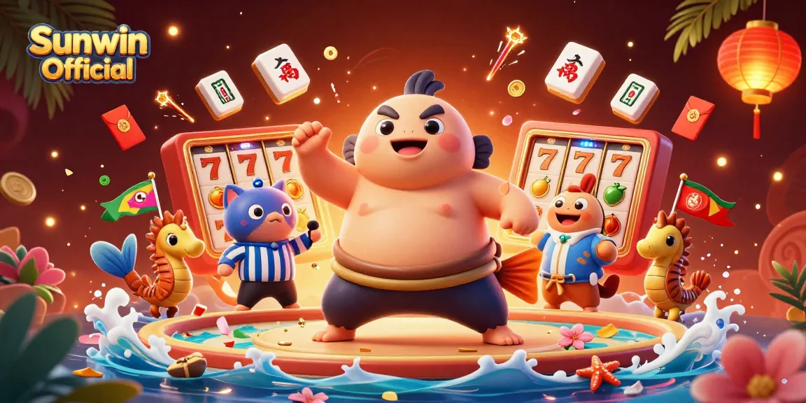 Experience exhilarating gameplay at Sunwin Official with vibrant visuals of slot games and animated characters.