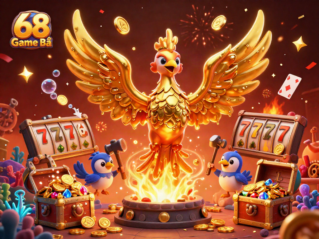 Experience the excitement of 68 Game Bài with a dynamic scene bursting with casino elements and vibrant visuals.