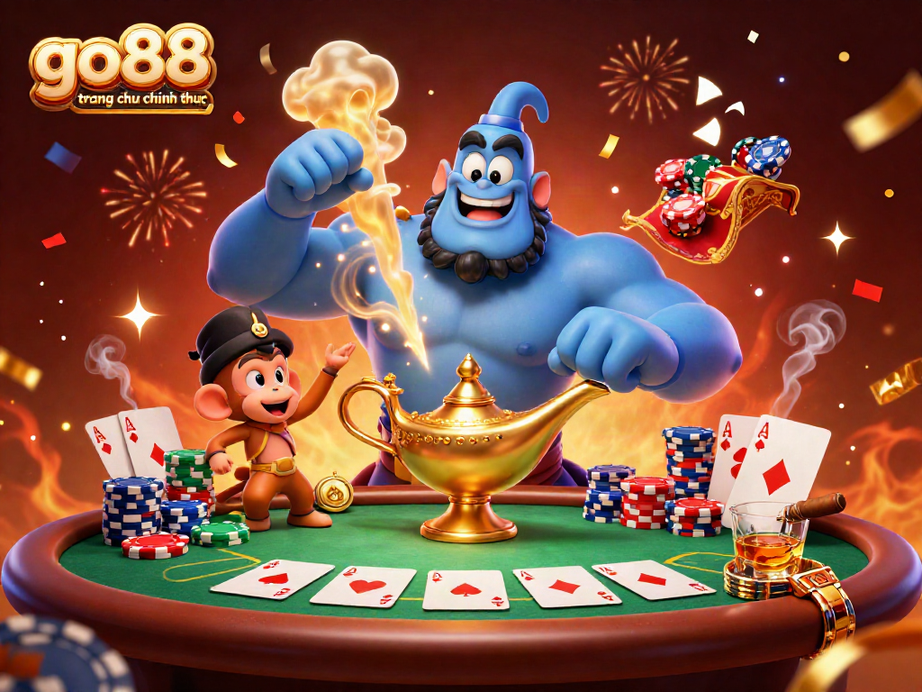 Experience go88 trang chu chinh thuc with a vibrant 3D casino scene featuring dynamic characters and poker gameplay.