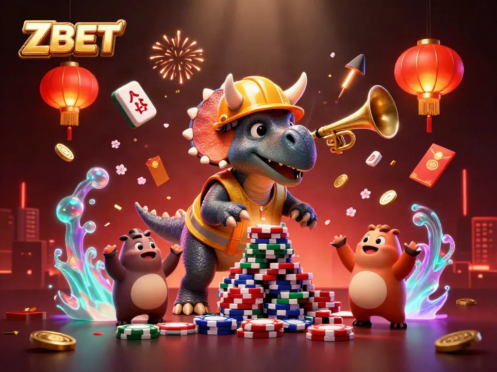 ZBET features an exciting 3D scene with characters celebrating and gambling elements in a vibrant casino atmosphere.