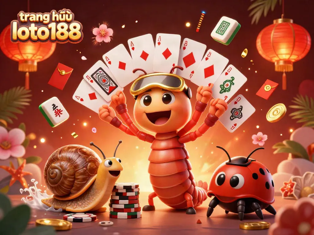 Experience the vibrant action of trang chủ loto188 with 3D characters celebrating a casino atmosphere.